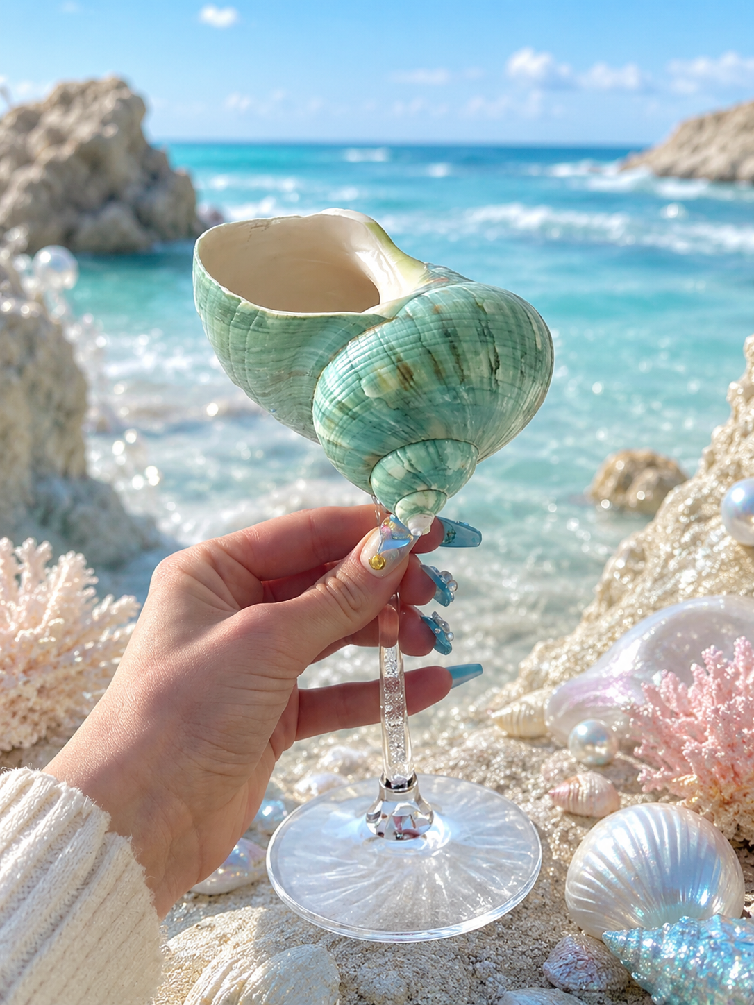 Ariel's Shell Champagne Glass