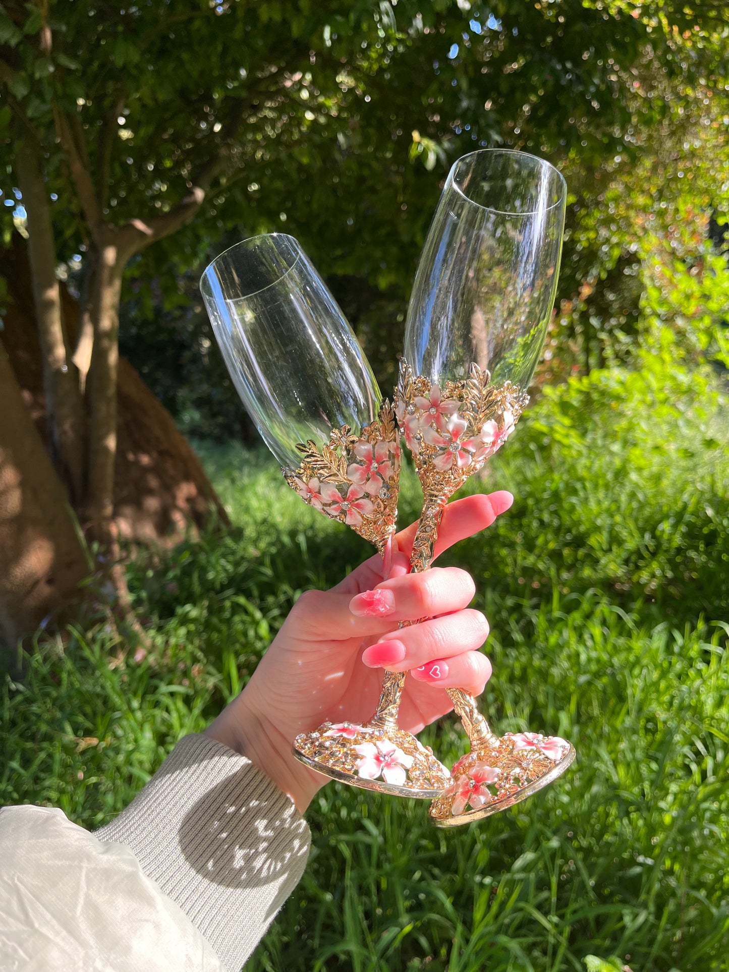 Gold Engraved Champagne Flute (Set of Two)