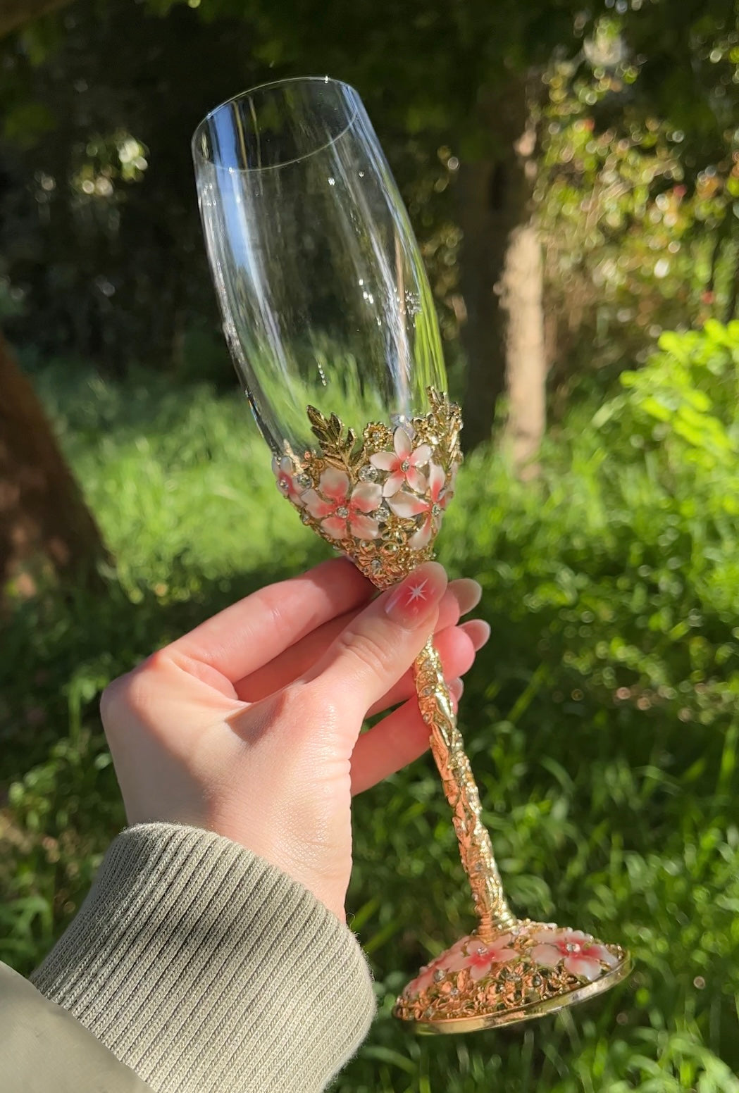 Gold Engraved Champagne Flute (Set of Two)