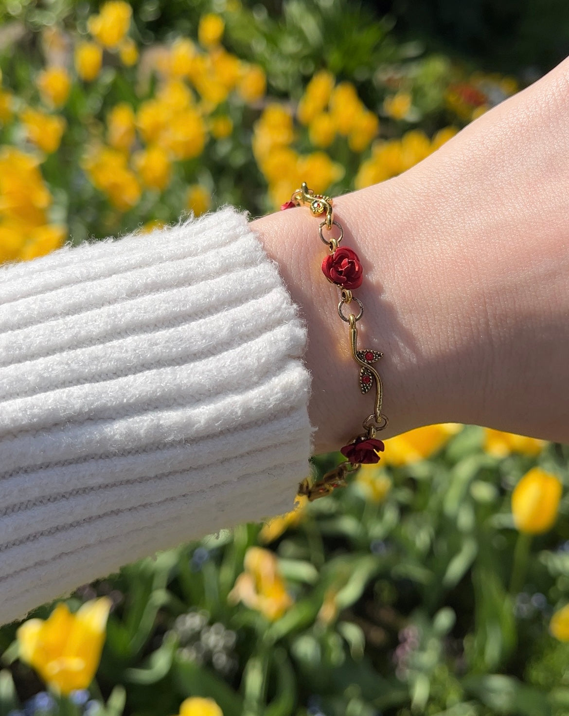 Ruby Rose Petal Bracelet