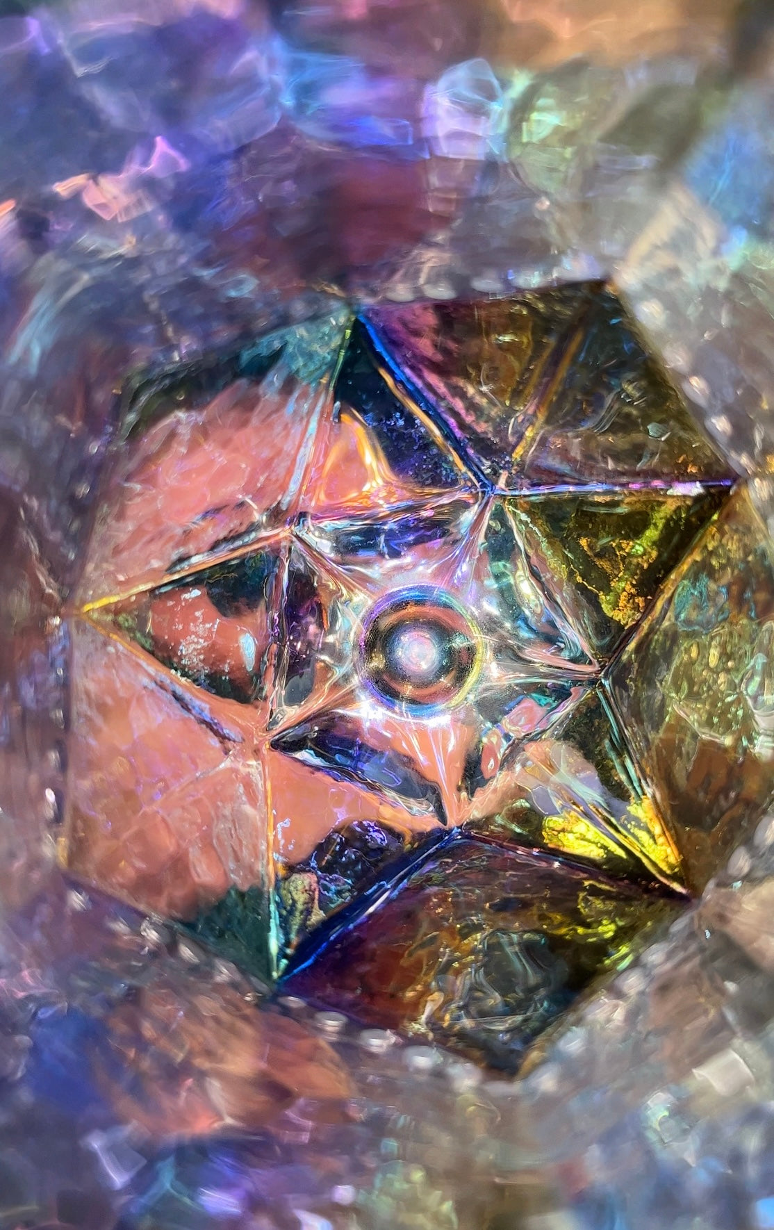 Iridescent Rhinestone Chrome Glass