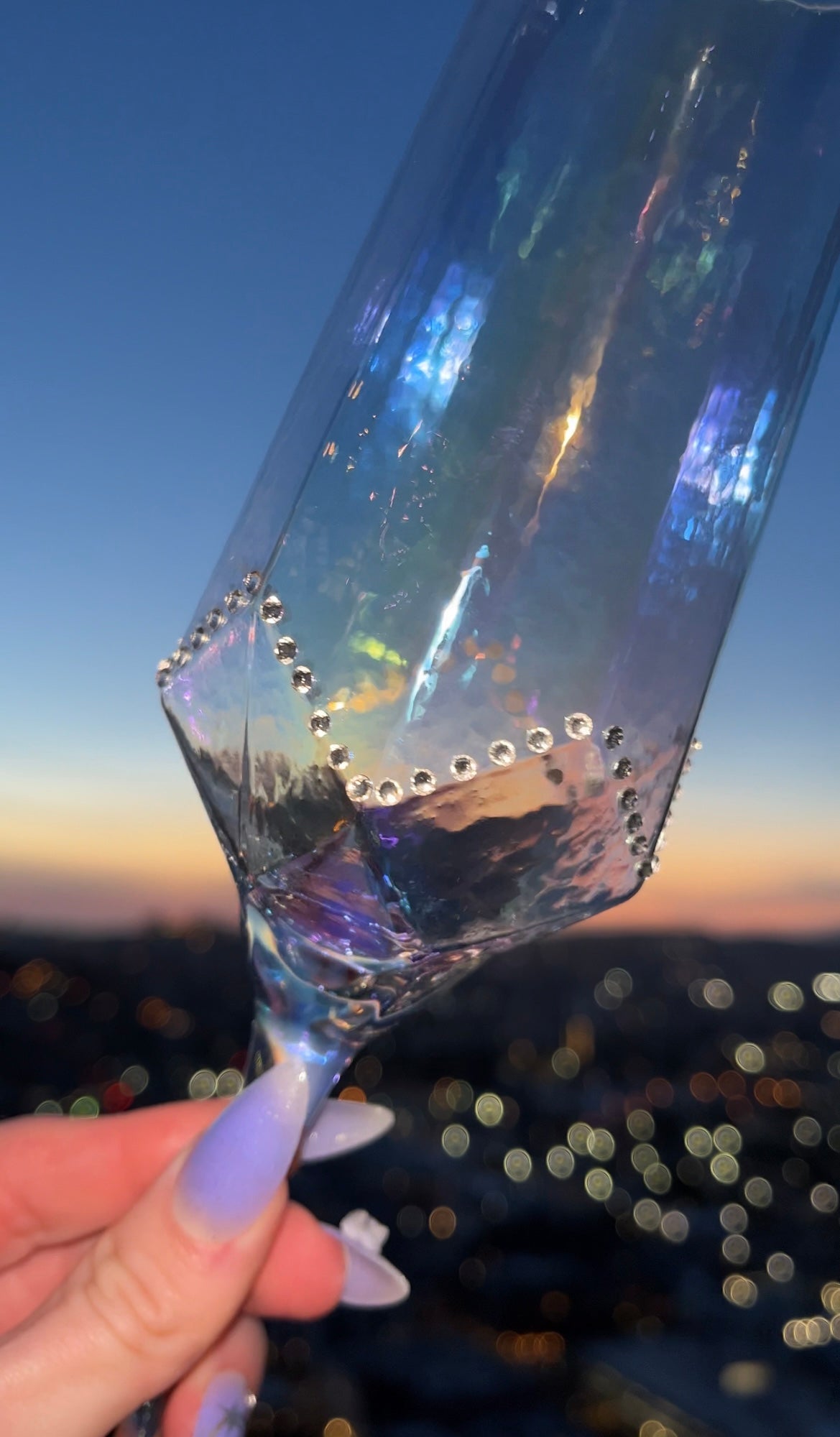 Iridescent Rhinestone Chrome Glass