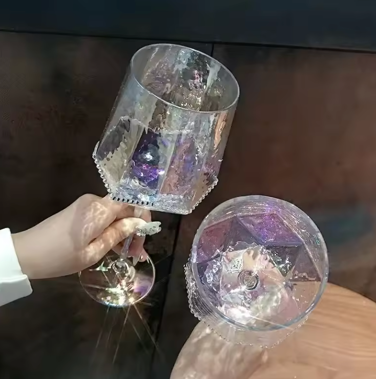 Iridescent Rhinestone Chrome Glass