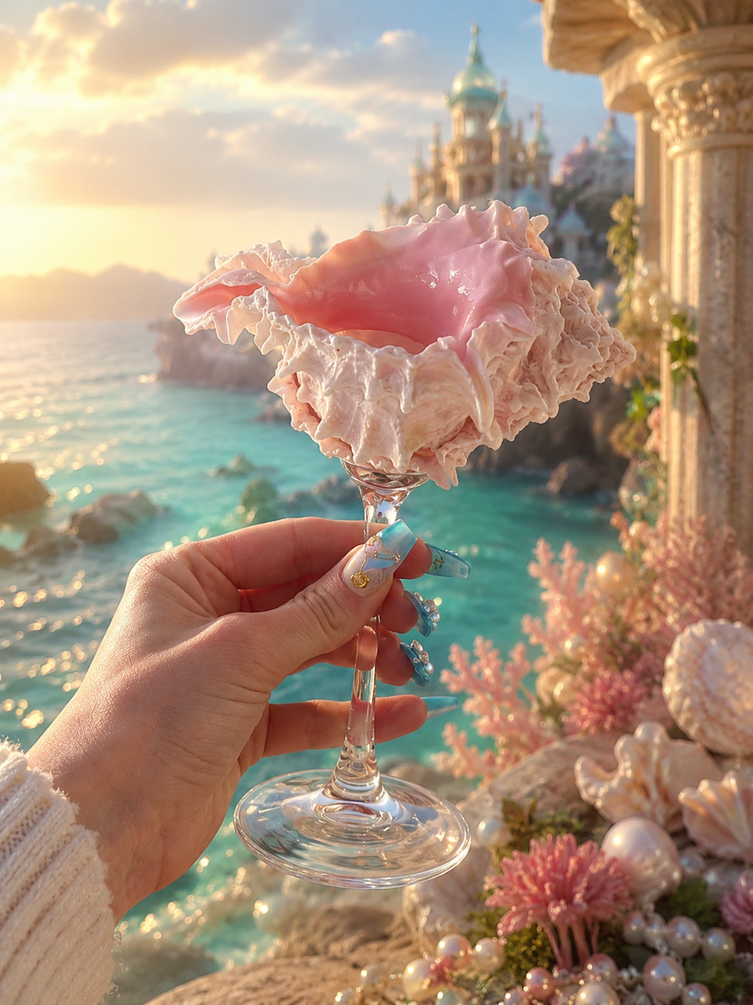 Ariel's Shell Champagne Glass