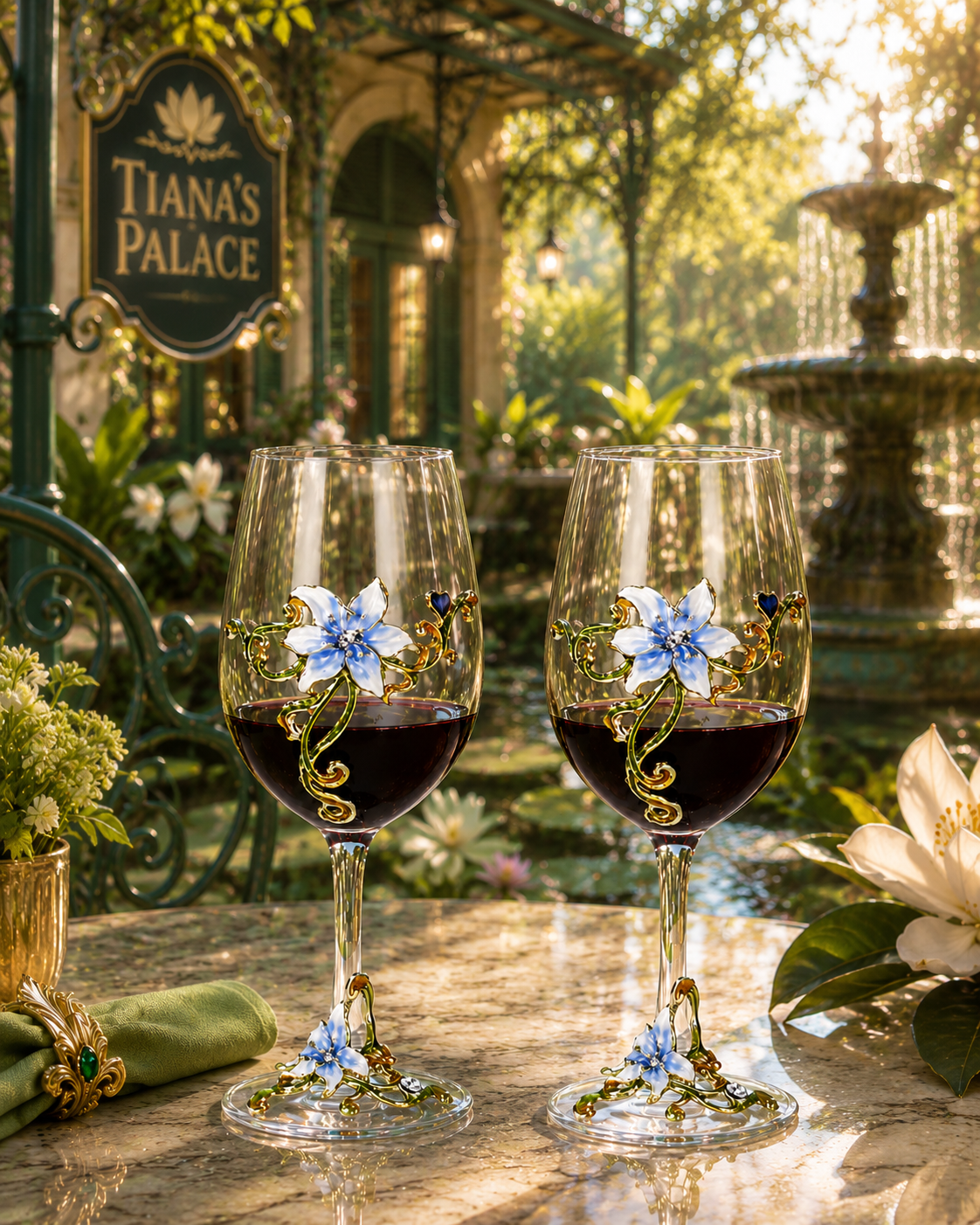 Tiana's Garden Wine Glass