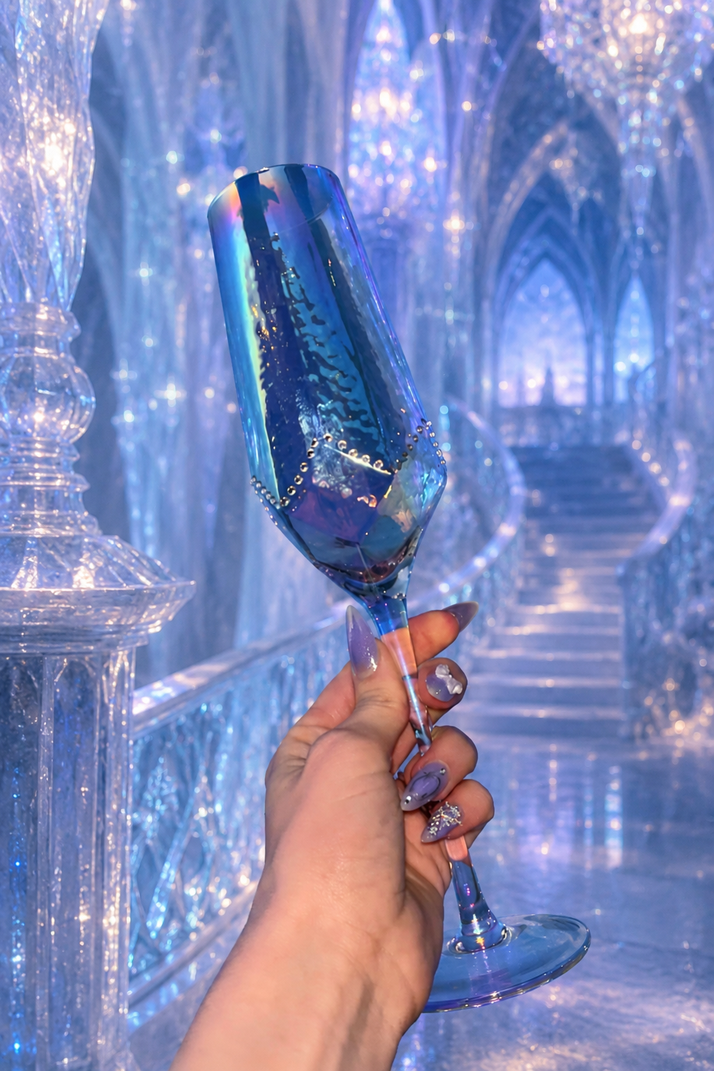 Elsa's Iridescent Rhinestone Chrome Glass