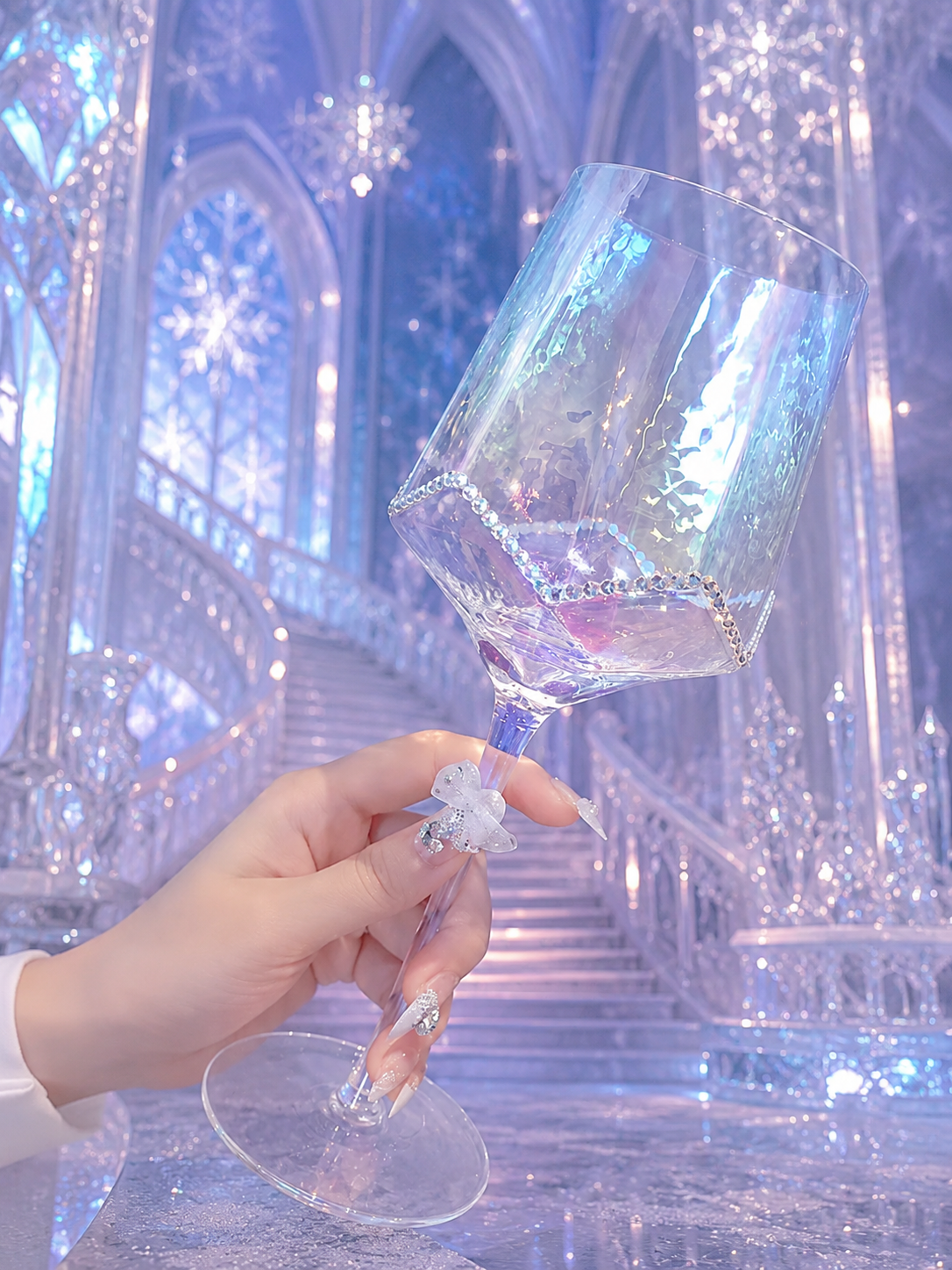 Elsa's Iridescent Rhinestone Chrome Glass
