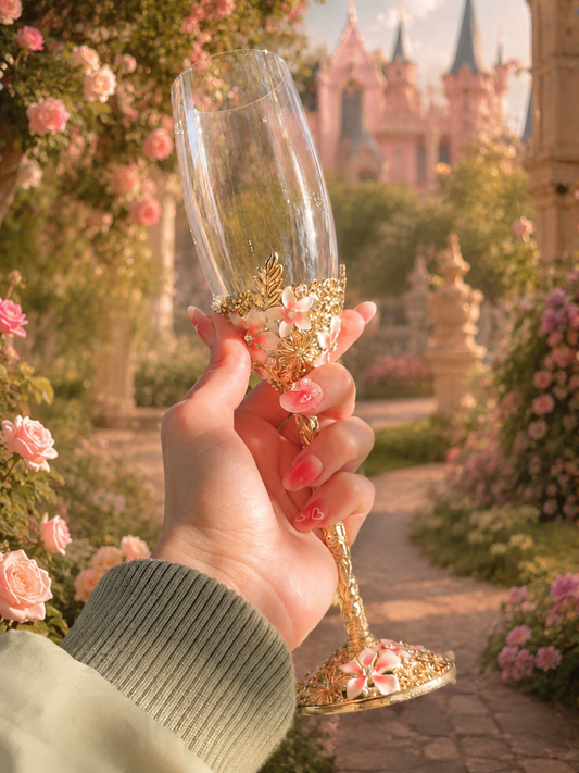 Aurora's Gold Engraved Champagne Glass