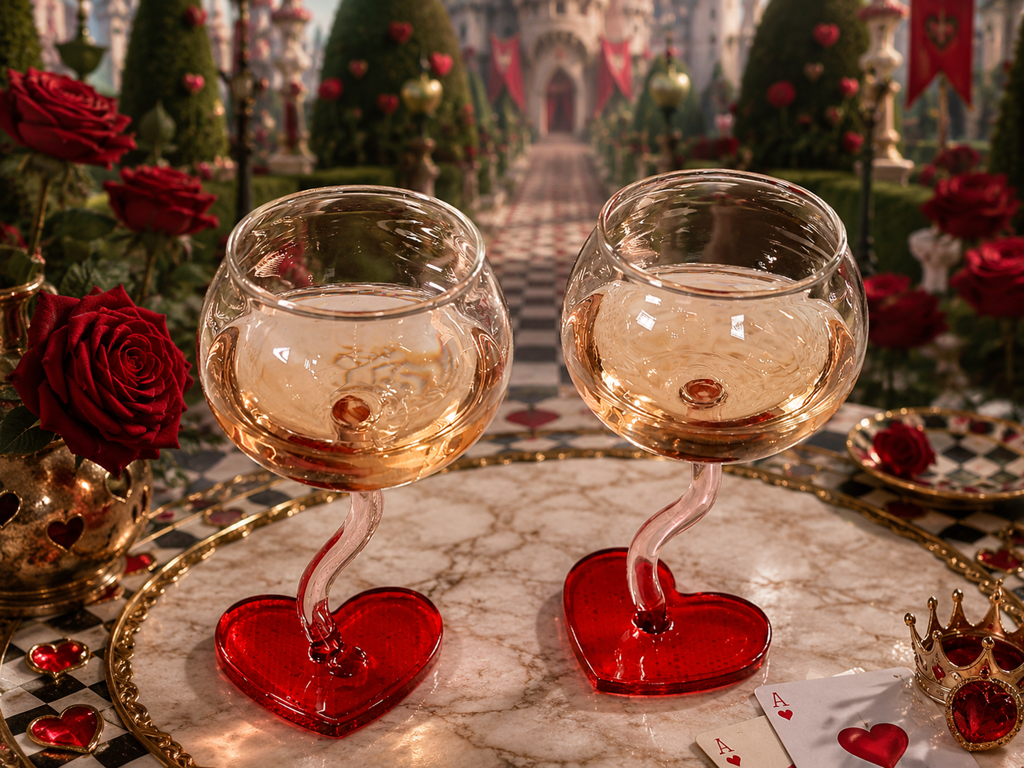 Queen of Hearts Wine Glass