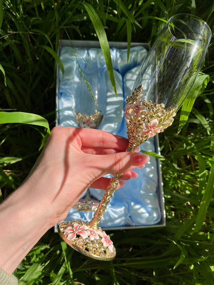 Aurora's Gold Engraved Champagne Glass