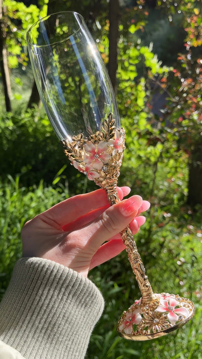 Aurora's Gold Engraved Champagne Glass