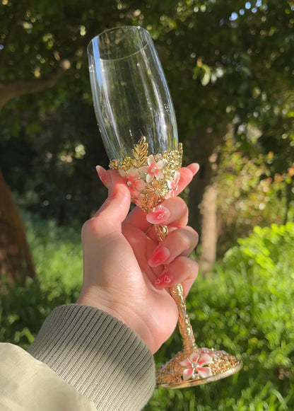 Aurora's Gold Engraved Champagne Glass