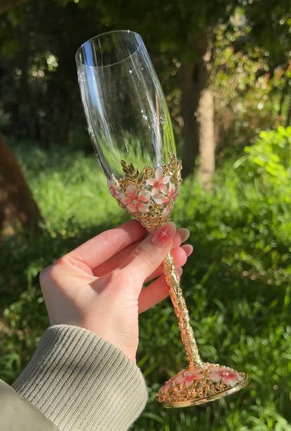 Aurora's Gold Engraved Champagne Glass