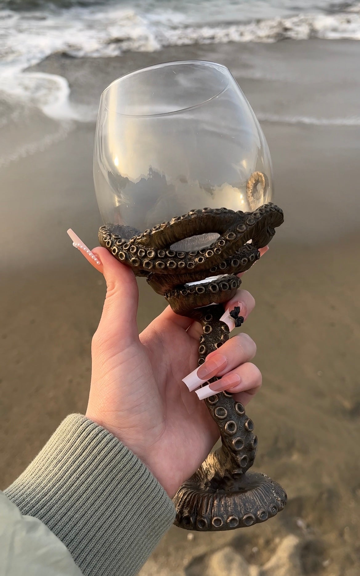 Chrome Octopus Wine Glass