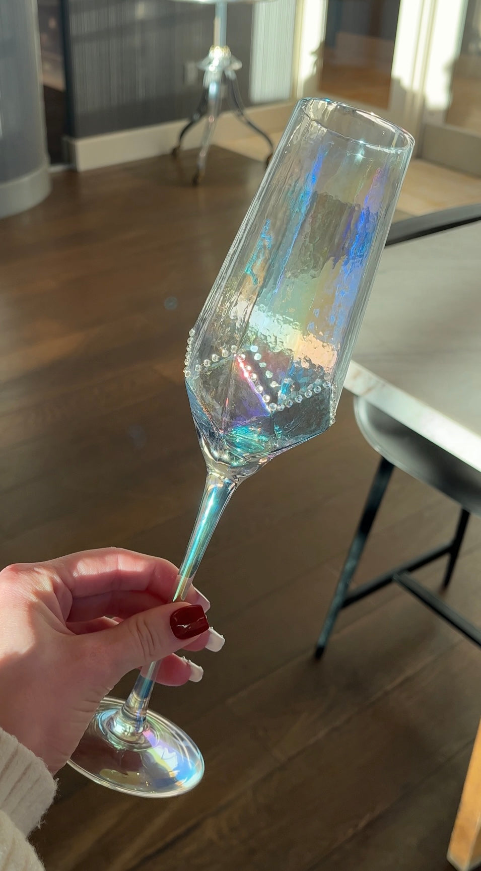 Irridescent Chrome Champagne Glasses