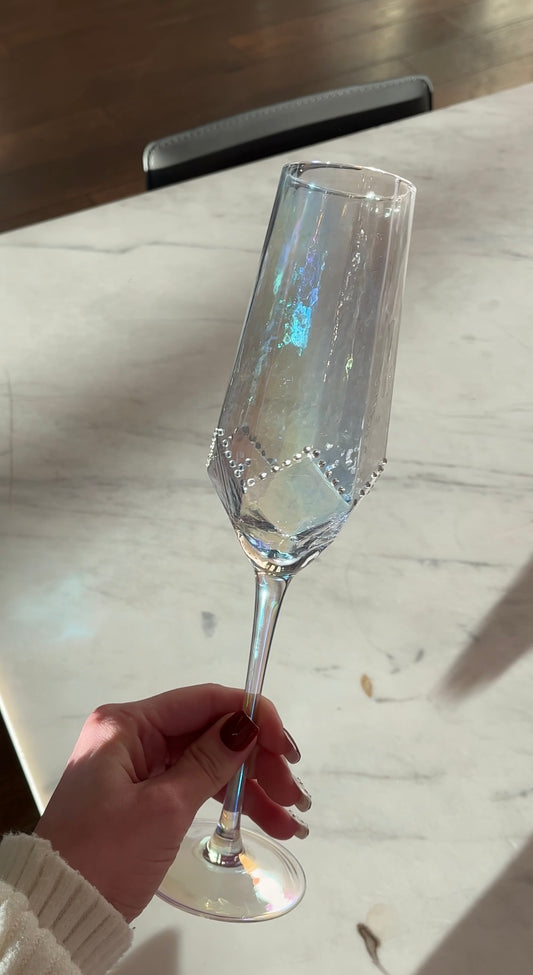 Irridescent Chrome Champagne Glasses