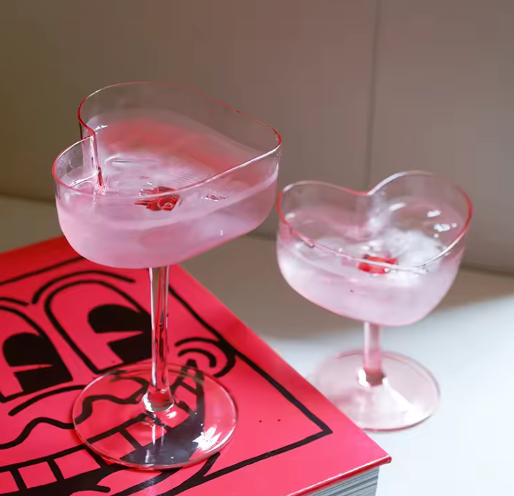 Pink Heart Shaped Martini Glass