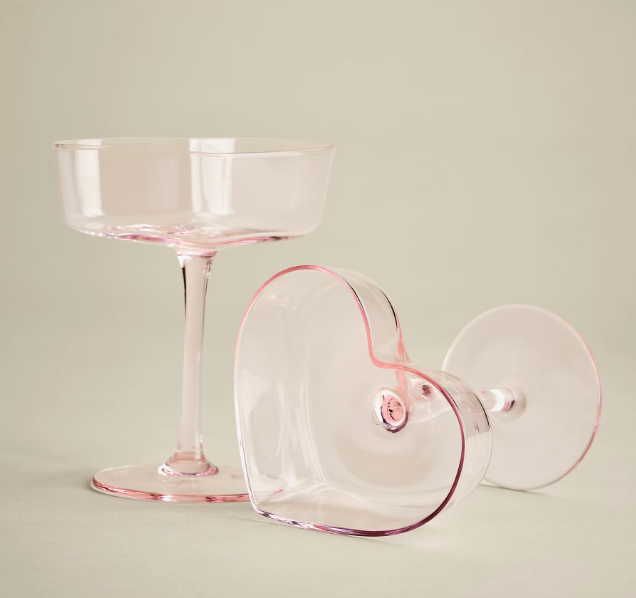 Pink Heart Shaped Martini Glass