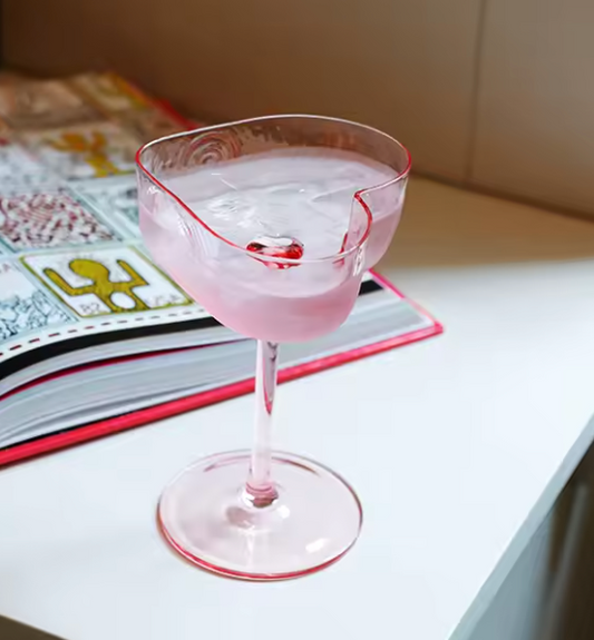 Pink Heart Shaped Martini Glass