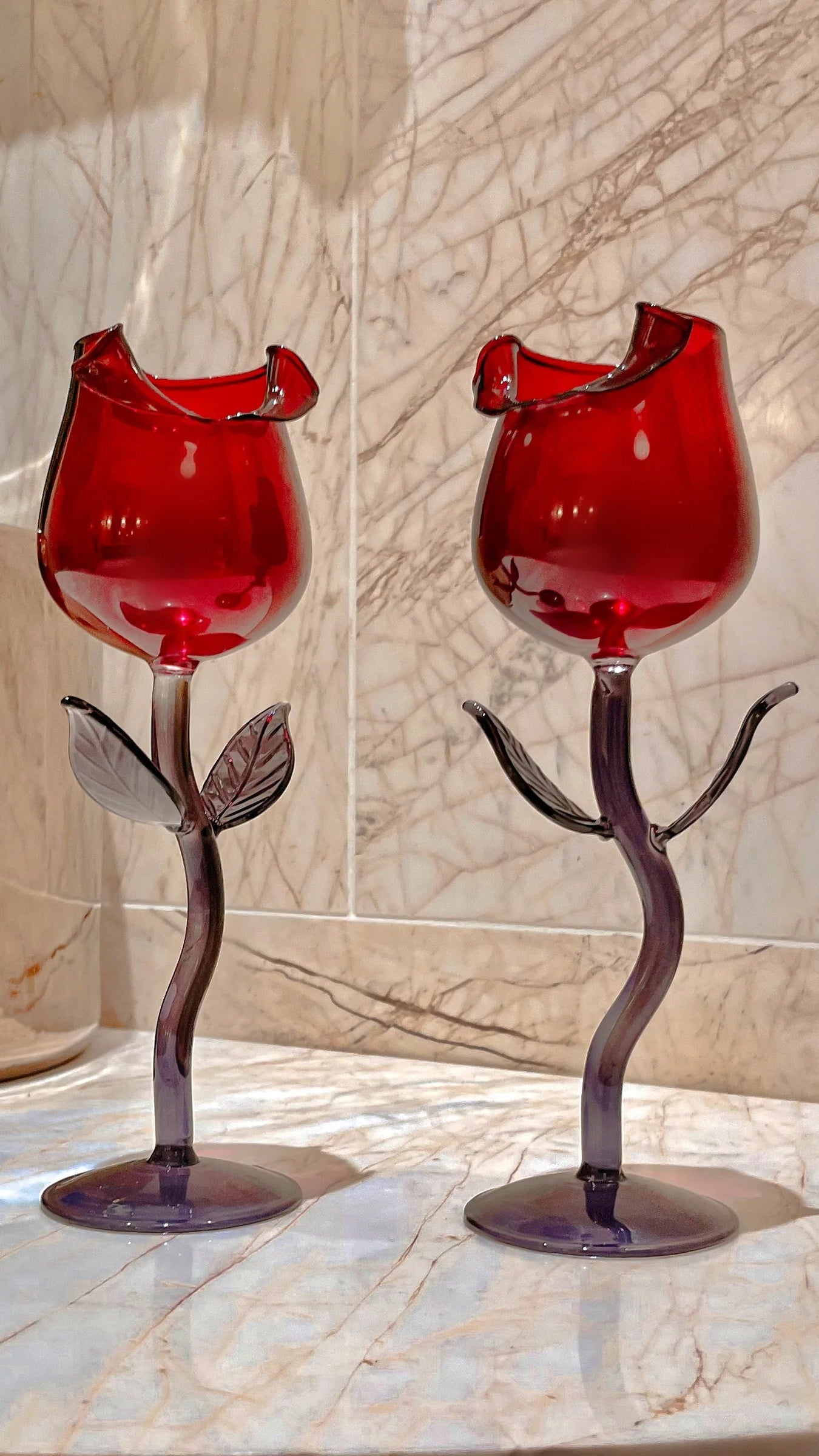 Red Rose Wine Glasss